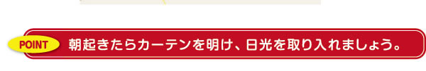 朝起きたらカーテンを明け、日光を取り入れましょう。